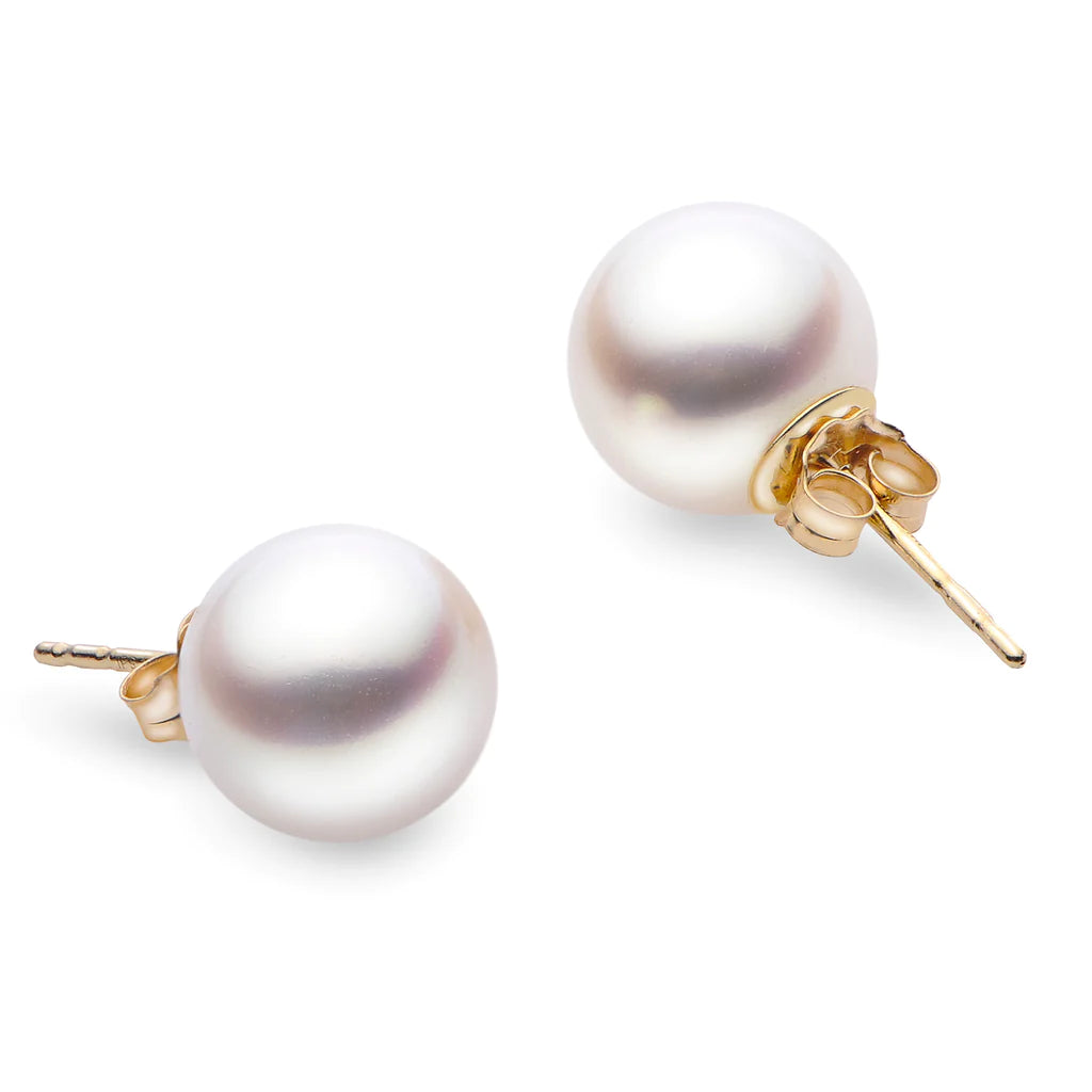 Japanese Akoya pearl studs in 14K Gold