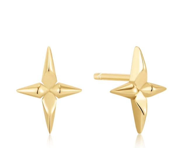 Gold Cross Stud Earrings