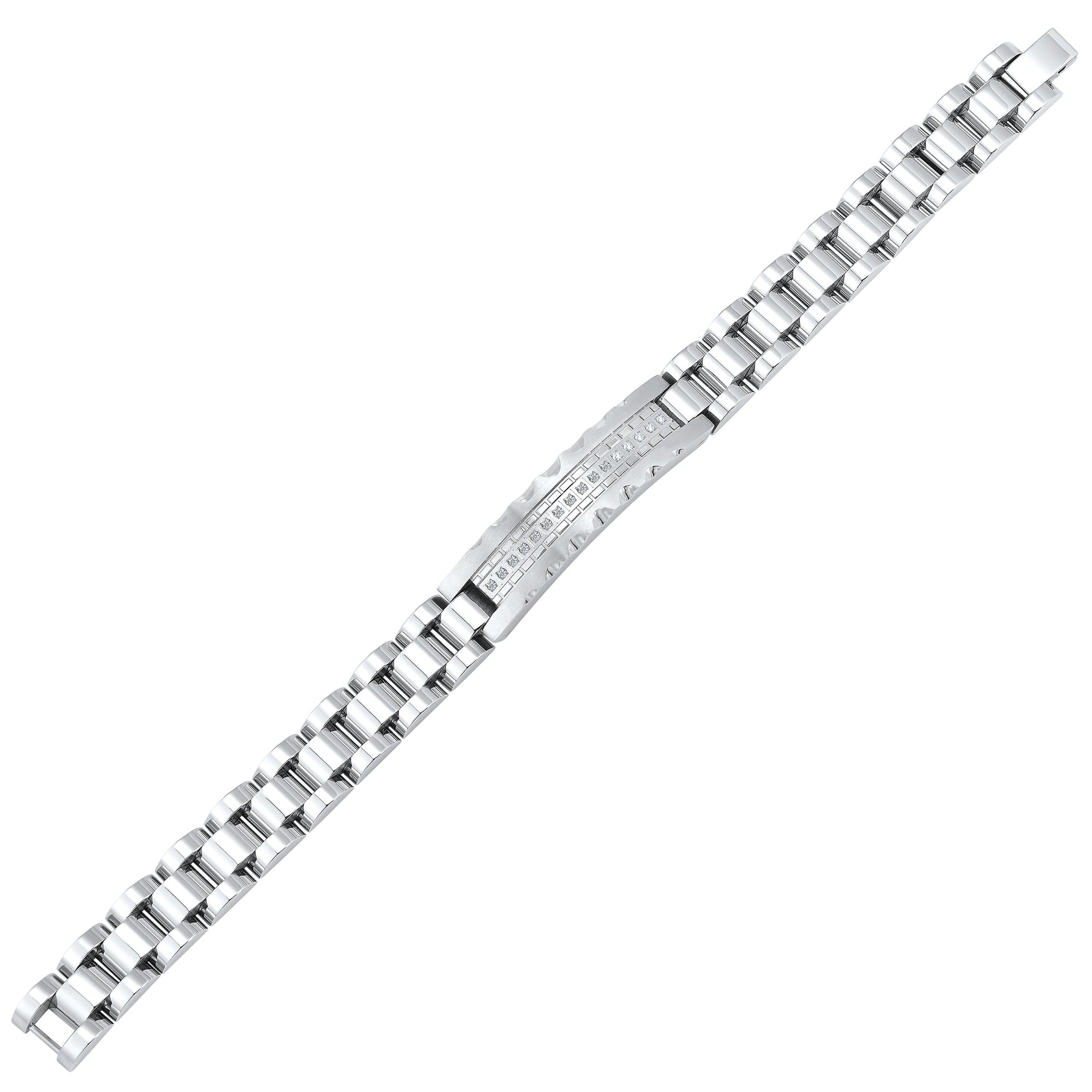 Men's Steel Diamond Bracelet 1/5 Ct