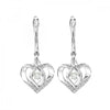 Silver Diamond and Created Gemstone Heart Earrings