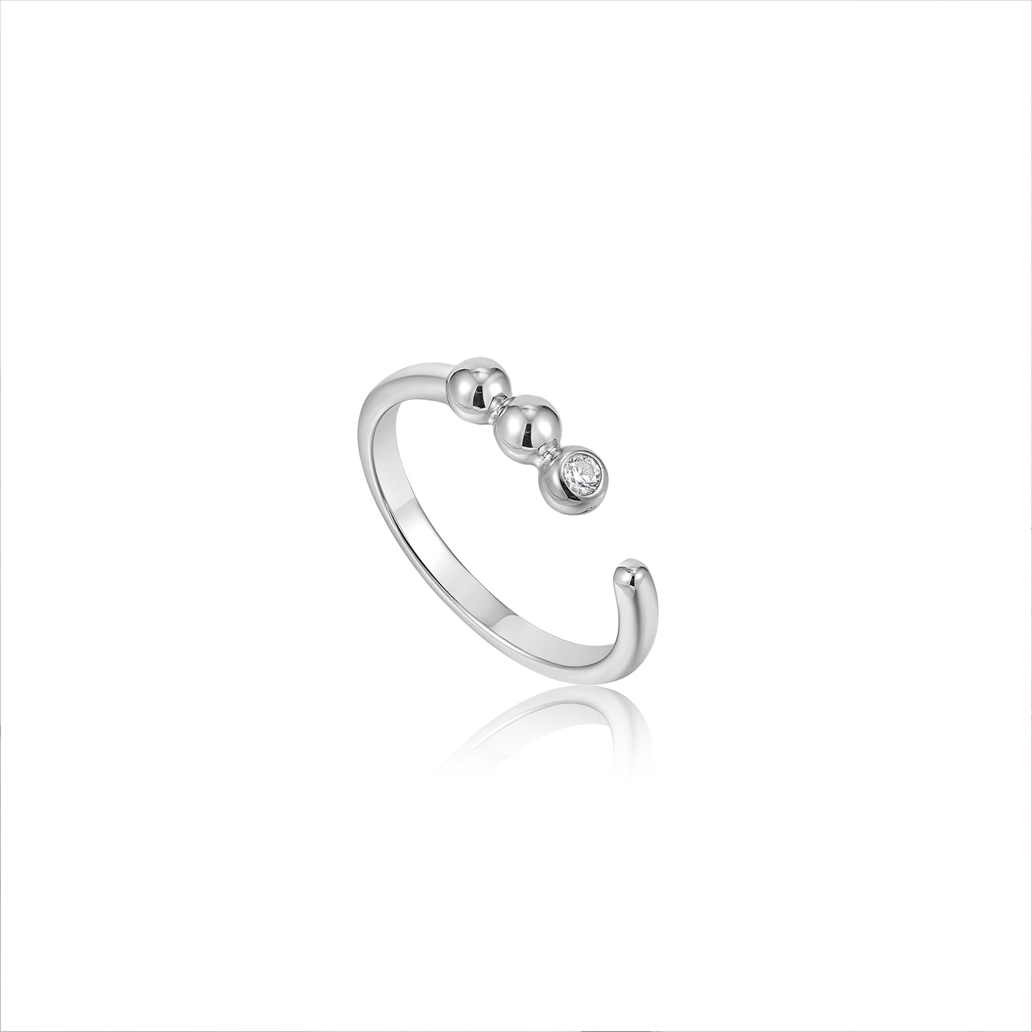 Silver Orb Sparkle Adjustable Ring