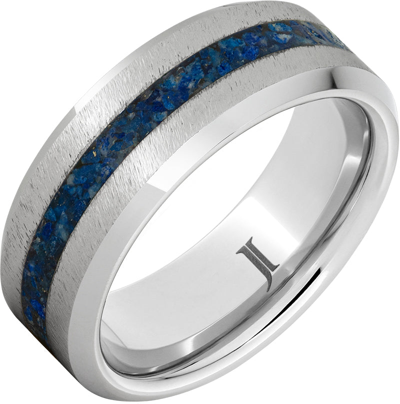 Serinium® Ring with Lapis Lazuli Inlay and Grain Finish