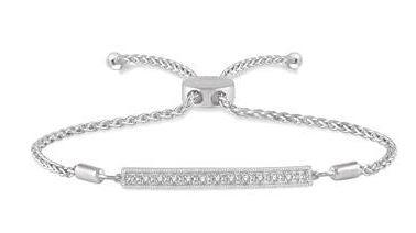 SILVER BAR DIAMOND LARIAT BRACELET