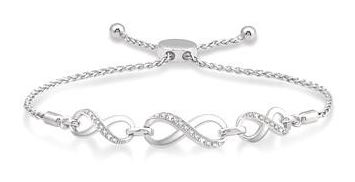 SILVER INFINITY DIAMOND LARIAT BRACELET