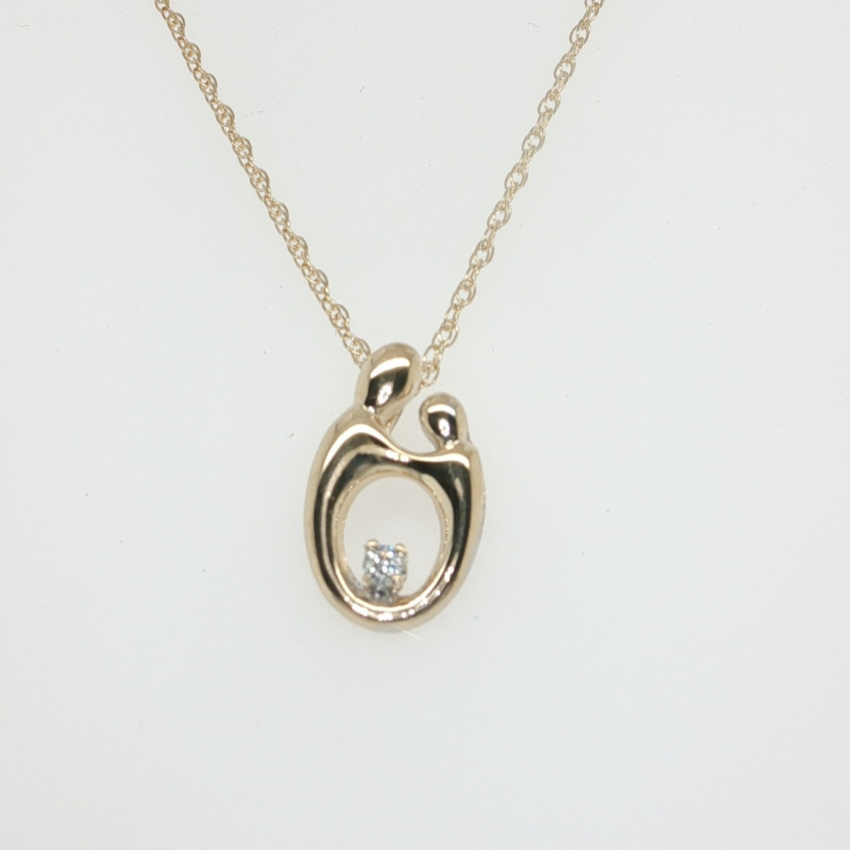 14K Yellow Gold Mother and Child Diamond Pendant