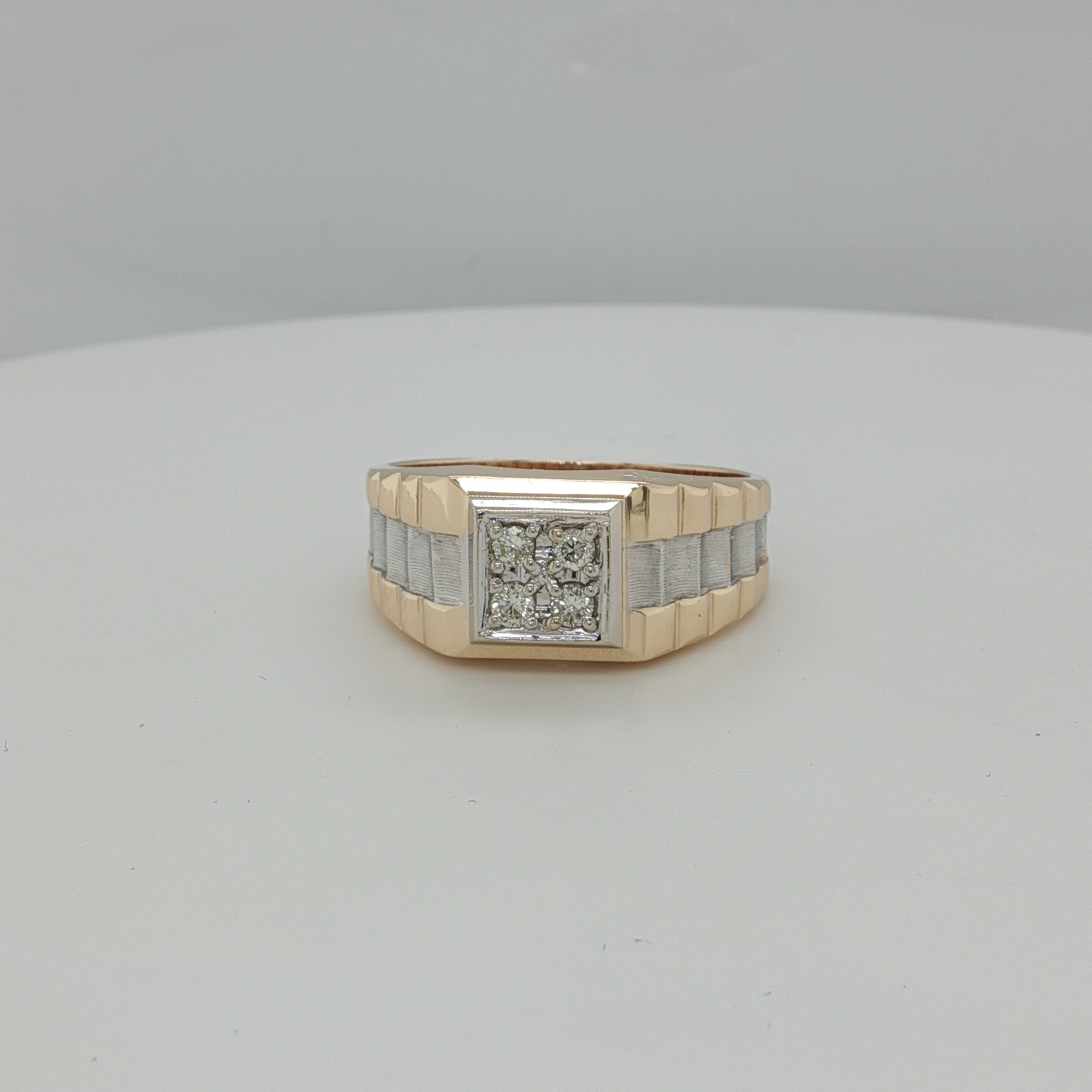 14K Two-Toned Rolex Diamond Gents Ring