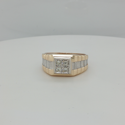 14K Two-Toned Rolex Diamond Gents Ring