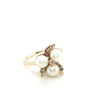 10K Yellow Gold Floral Pearl Ring