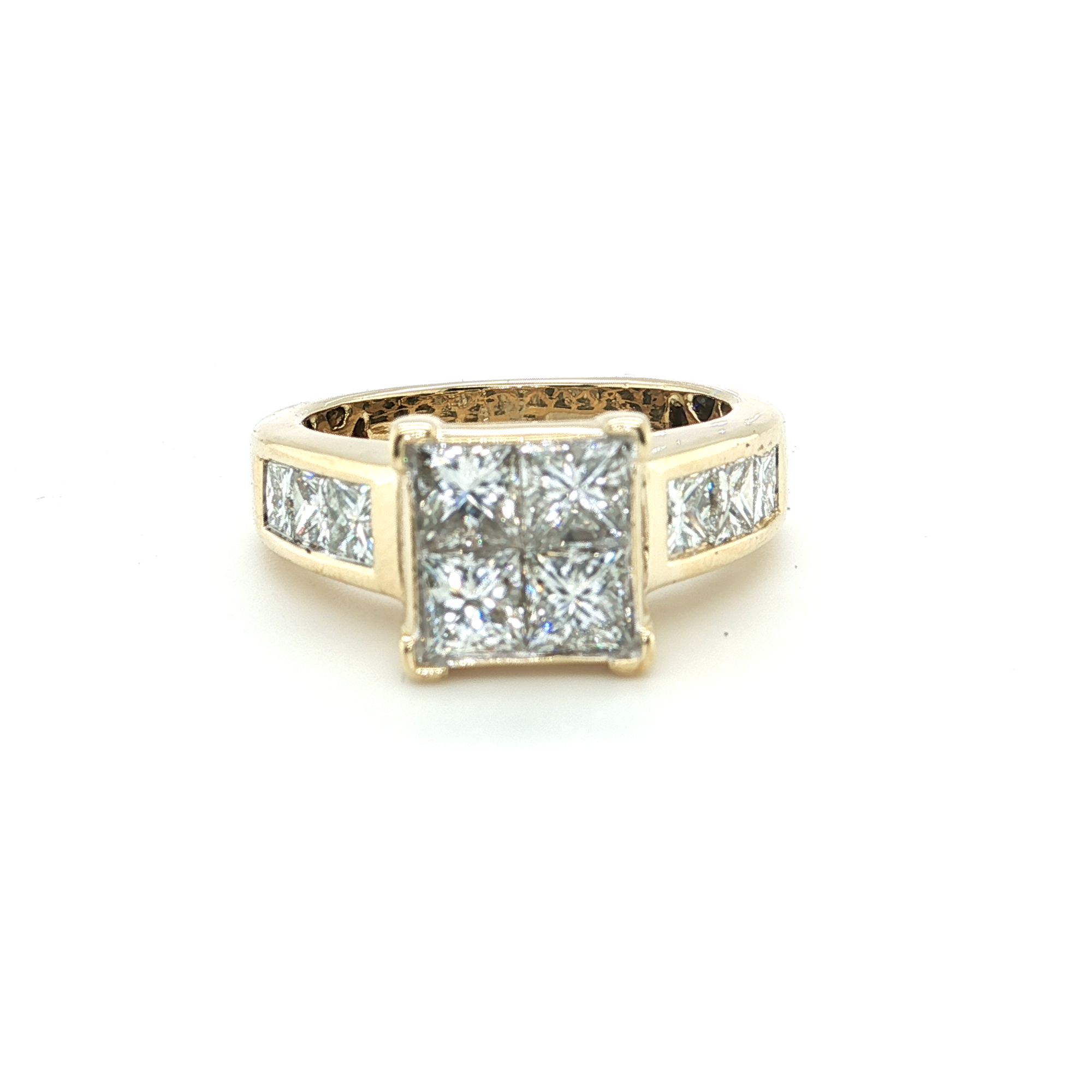 14K Yellow Gold Invisibile Set Diamond Engagement Ring