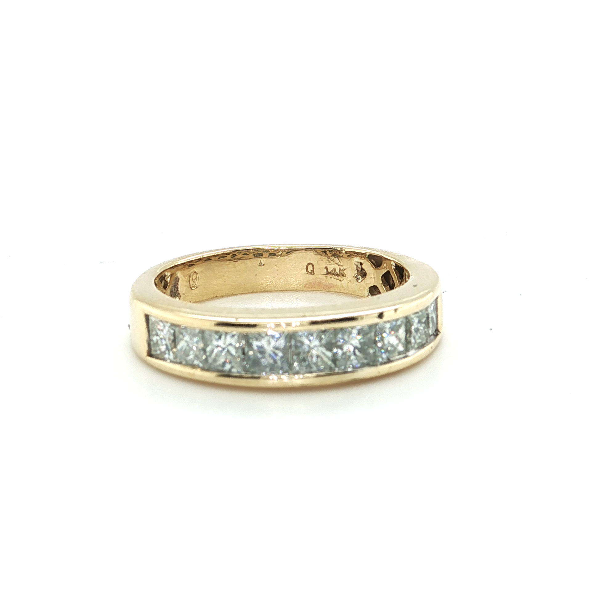 Yellow Gold Channel Band with Princess Cut Diamonds