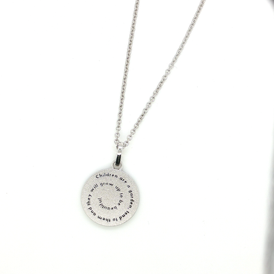 Sterling Silver Mother's Floral Disc Pendant
