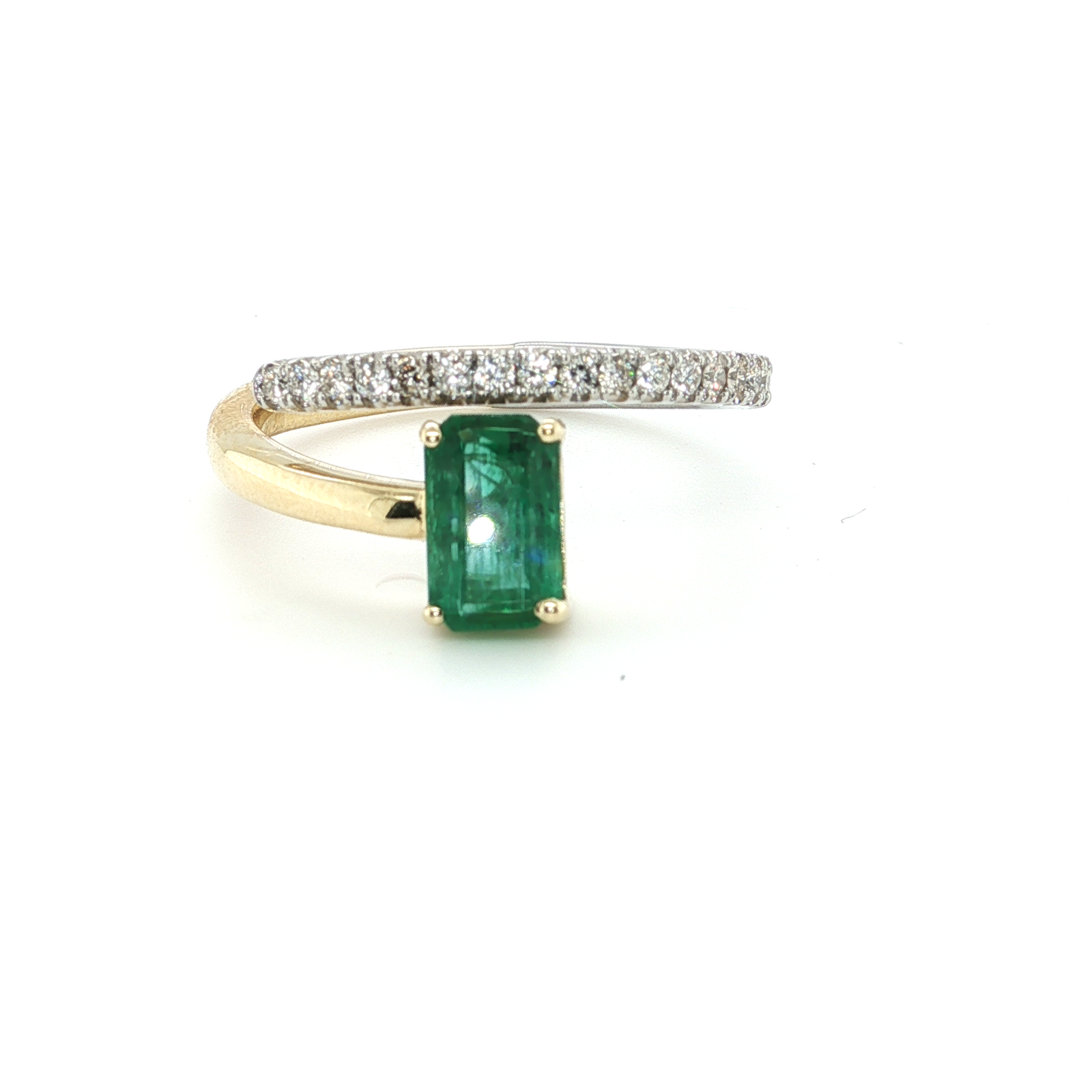 14K Yellow Gold Emerald Open Space Ring
