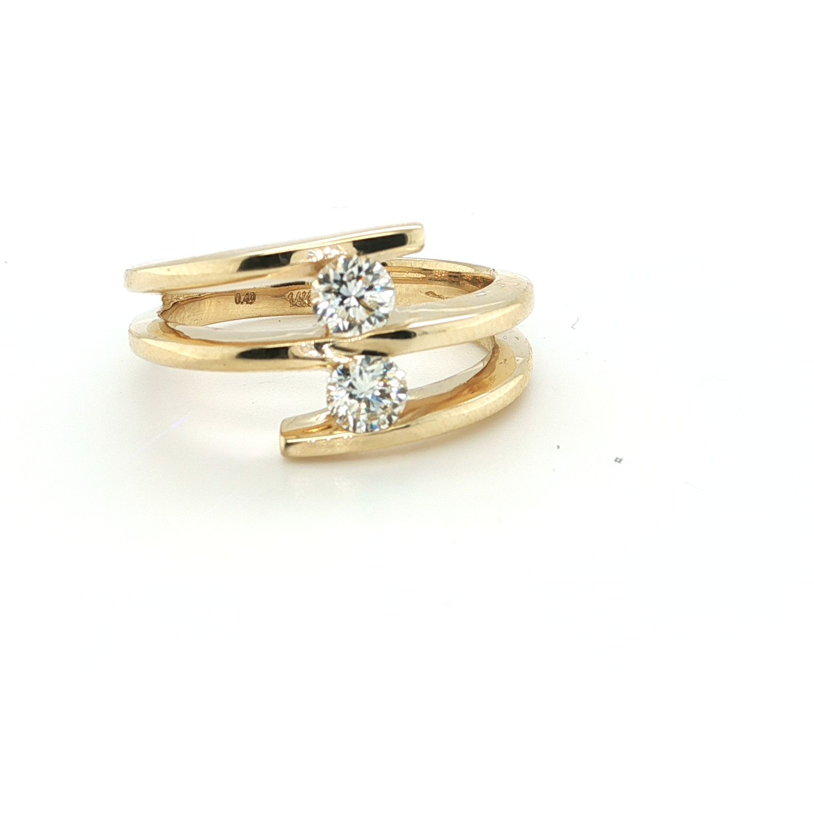 Yellow Gold Ring with Tension Set Diamonds