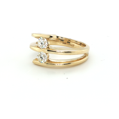 Yellow Gold Ring with Tension Set Diamonds