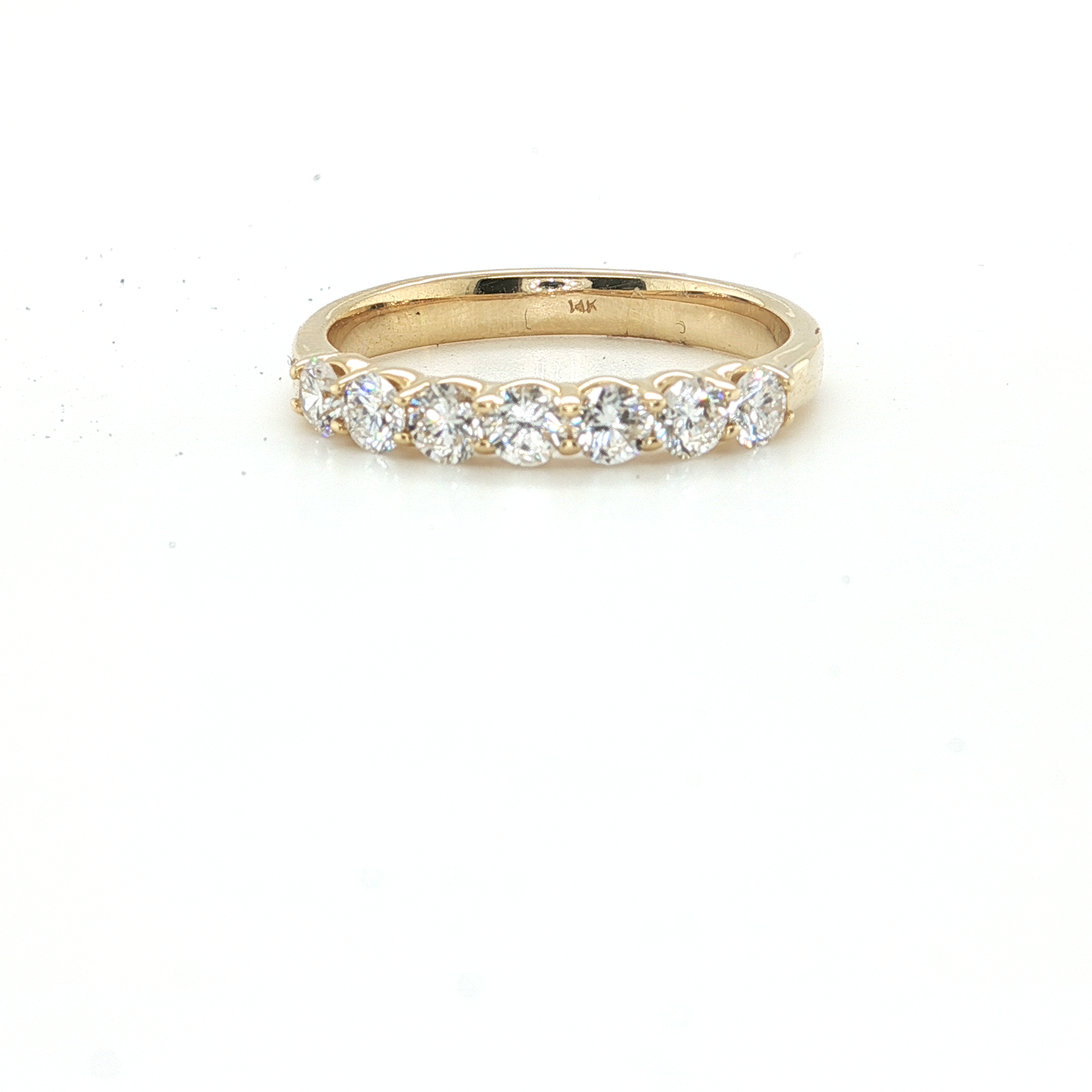 14k Yellow Gold Ring with 7 Round Cut Diamonds