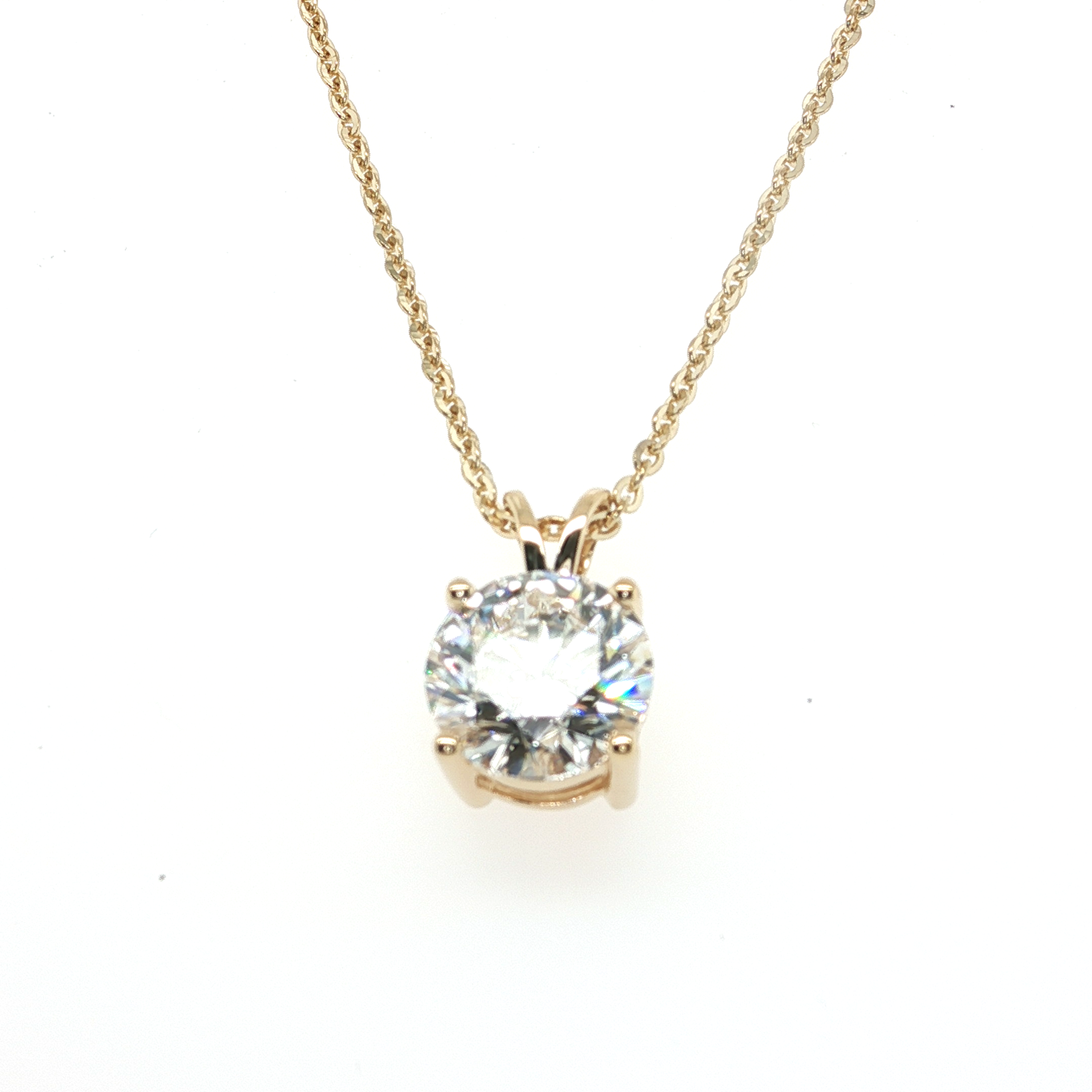 14KT Yellow Gold Round Lab Grown Solitaire Pendant