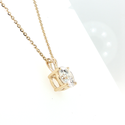 14KT Yellow Gold Round Lab Grown Solitaire Pendant