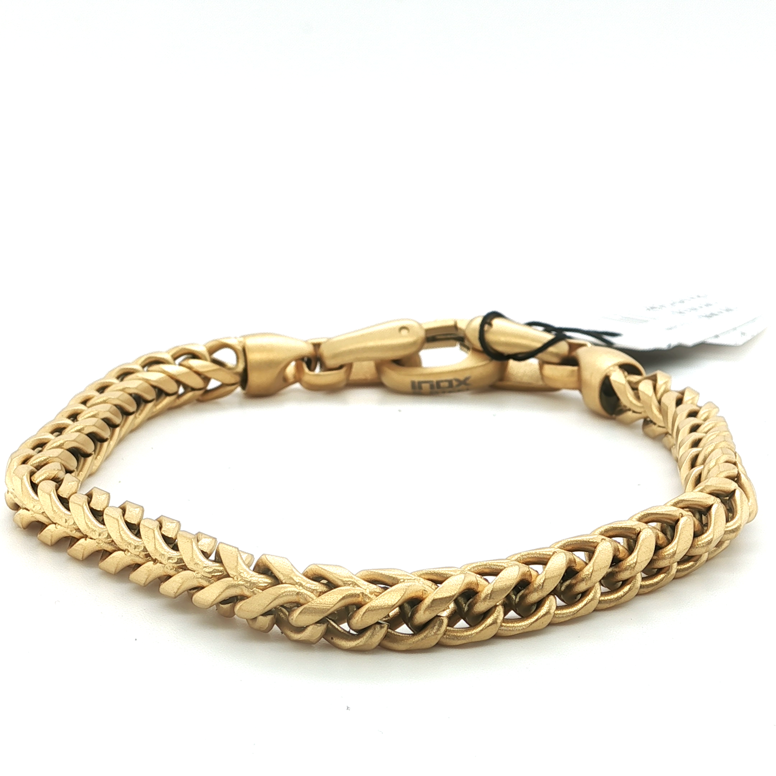 Stainless Steel 18k Yellow Gold Overlay Braided Chain Bracelet