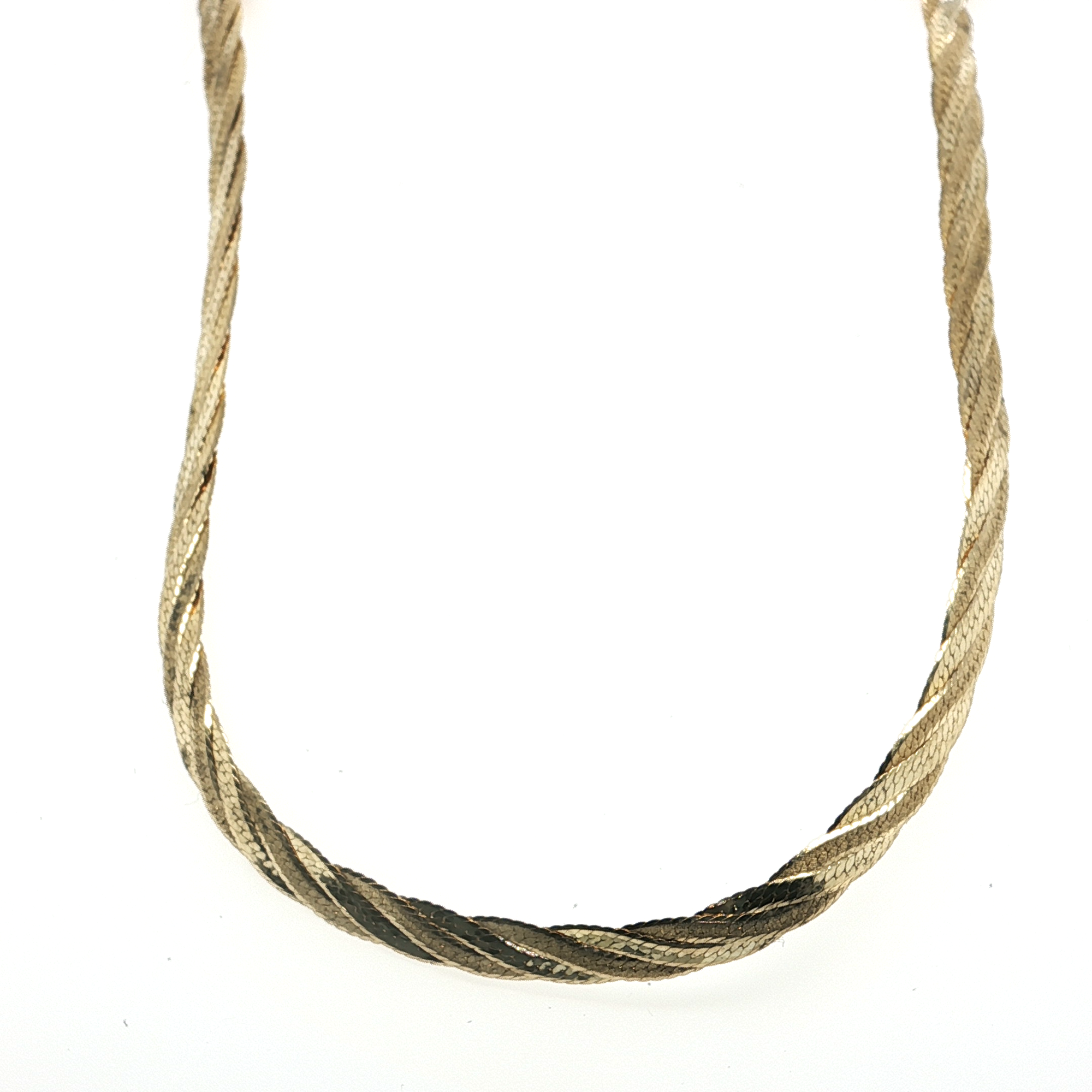 Elegant 14k Yellow Gold Braided Chain Necklace