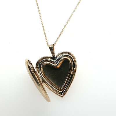 Yellow Gold Engraved Heart Locket Pendant
