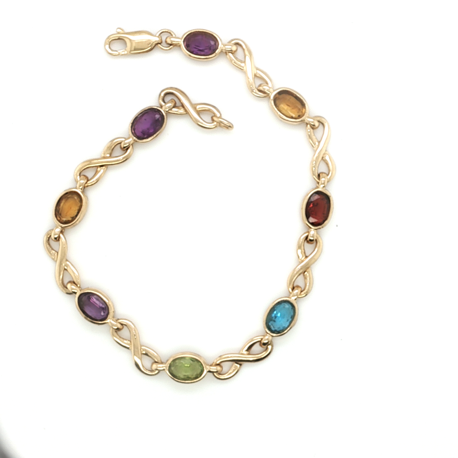 14K Yellow Gold Infinity Bracelet w/ Various Gemstones