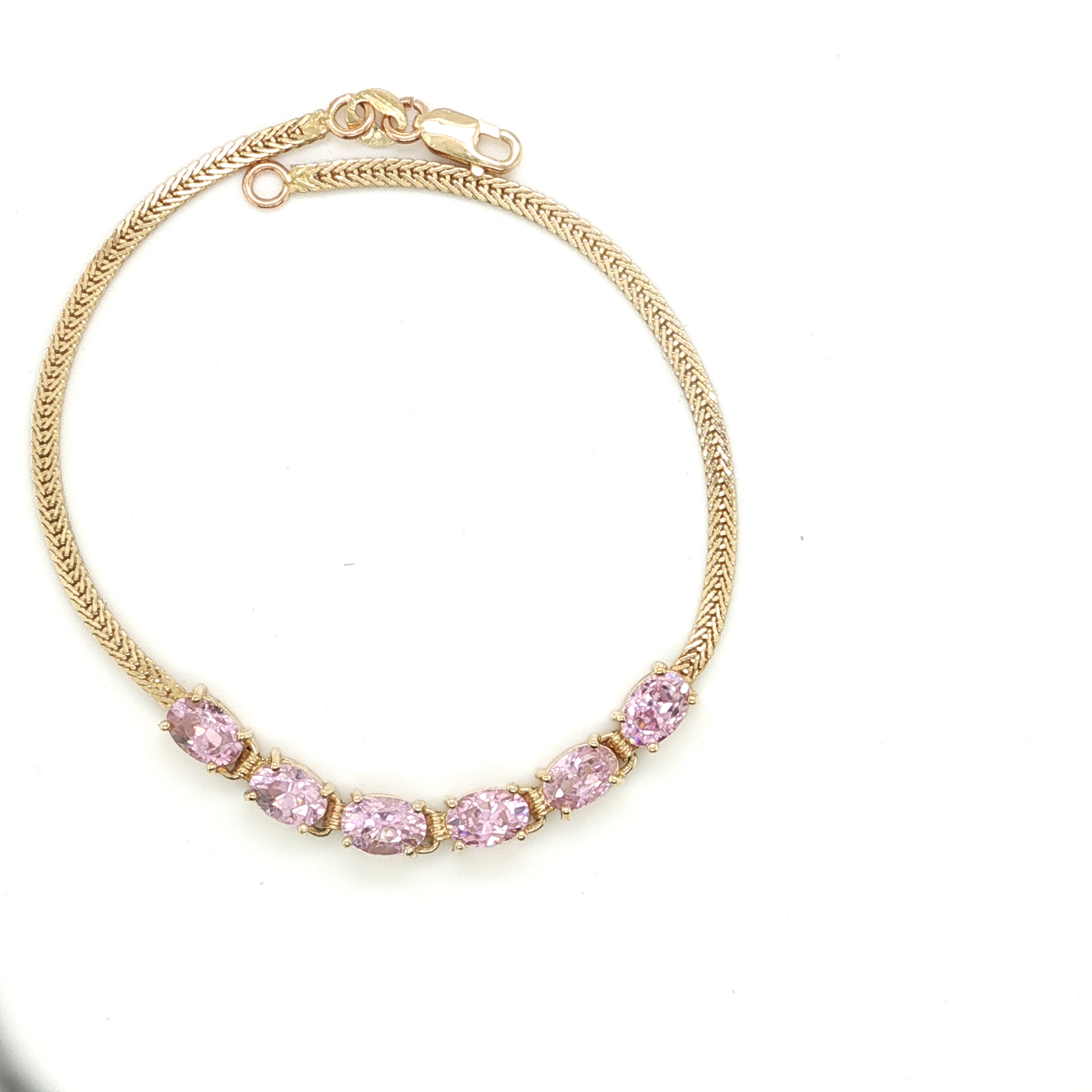 14K Yellow Gold Pink Ice Bracelet