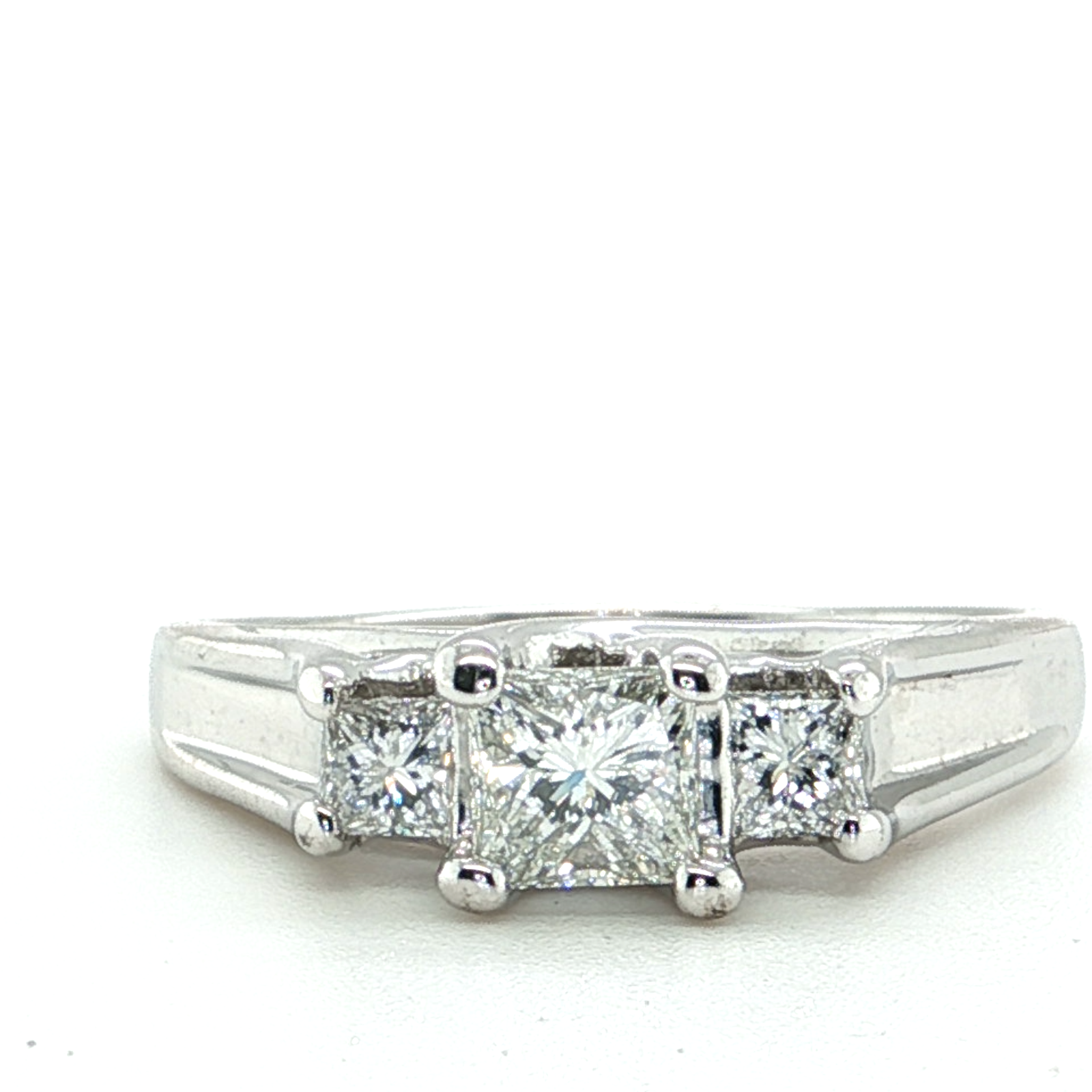 Platinum Three Stone Princess Cut Diamond Ring