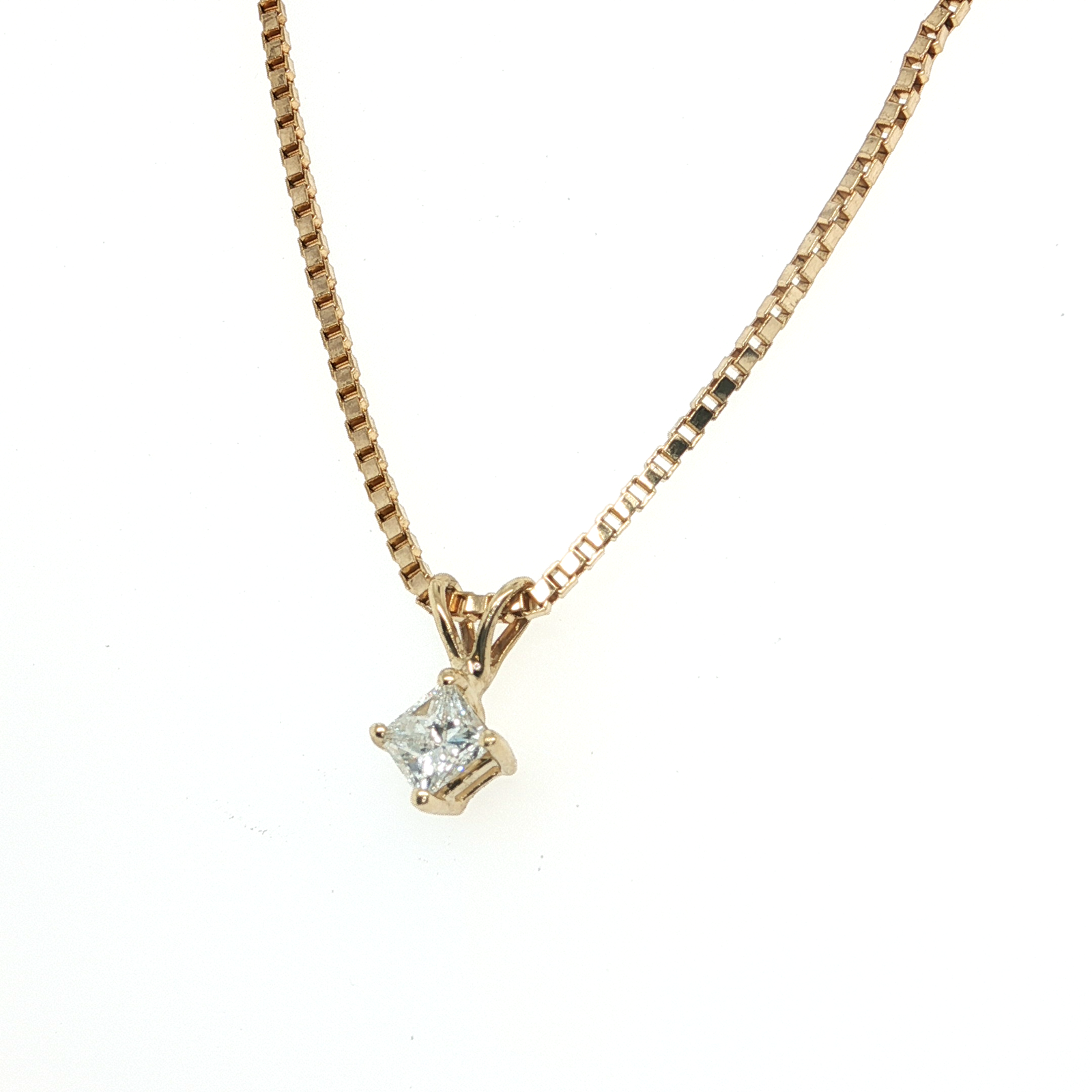 10K Yellow Gold Natural Princess Cut Diamond Pendant