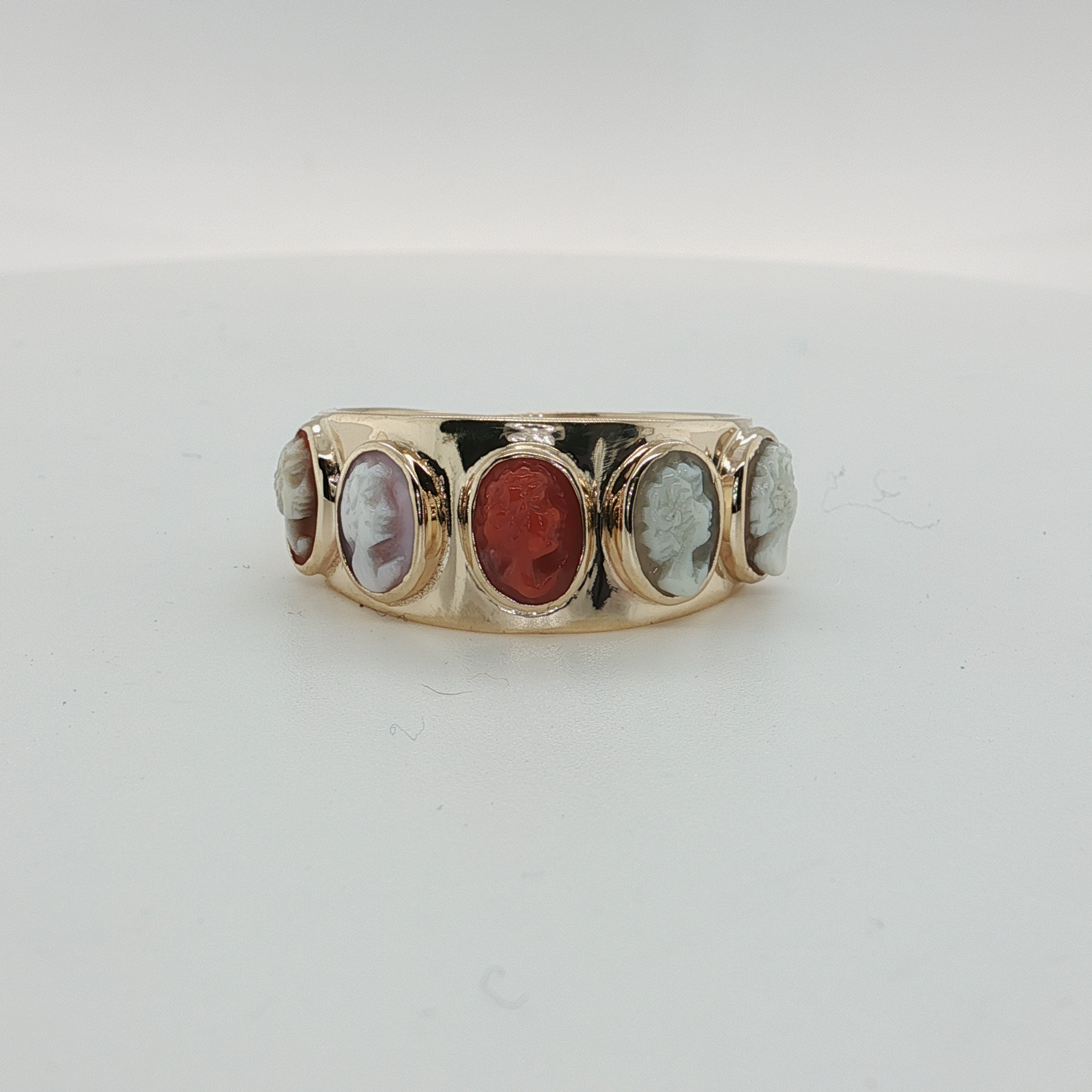 Yellow Gold Cameo Carved Band Ring