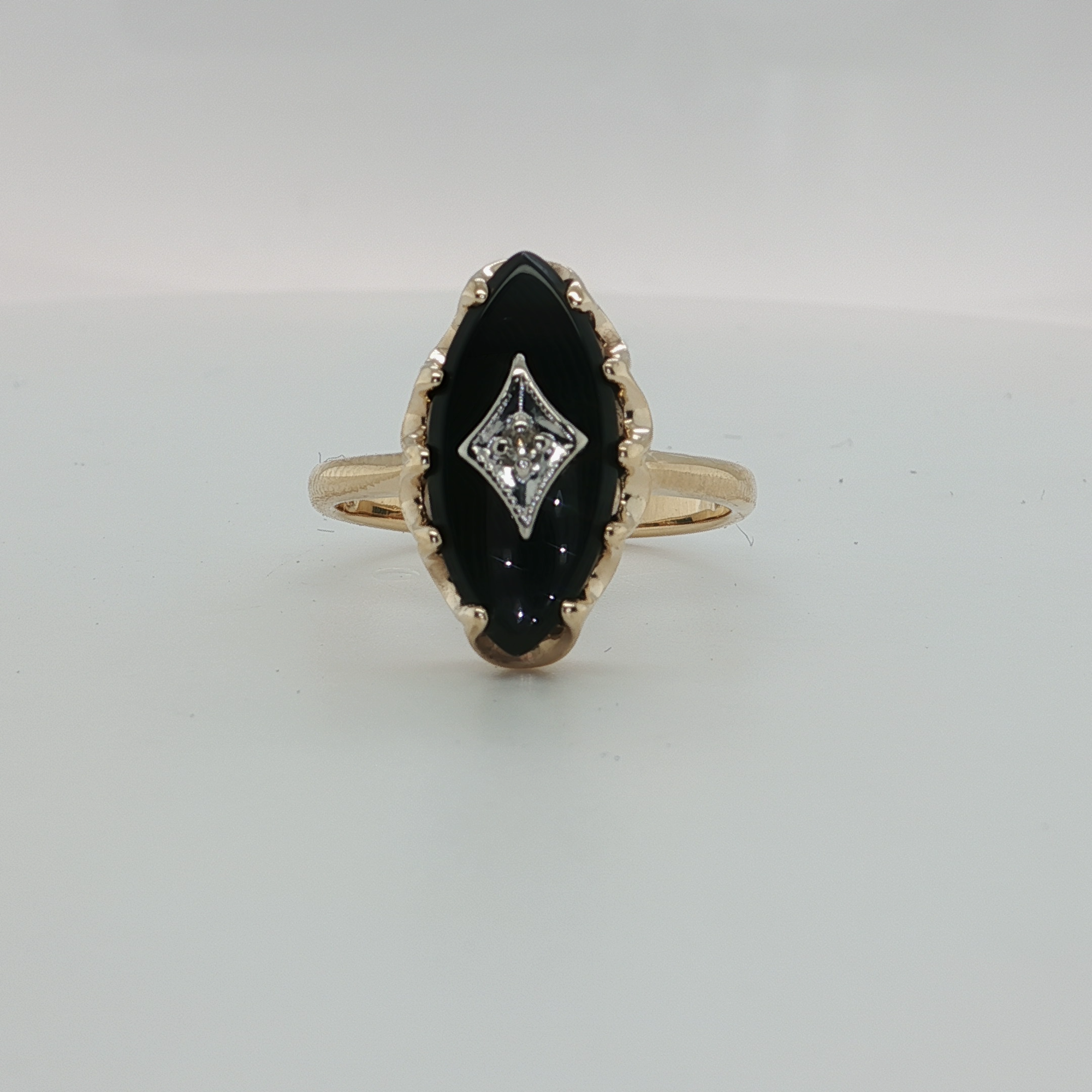Onyx and Diamond Yellow Gold Multistone Ring