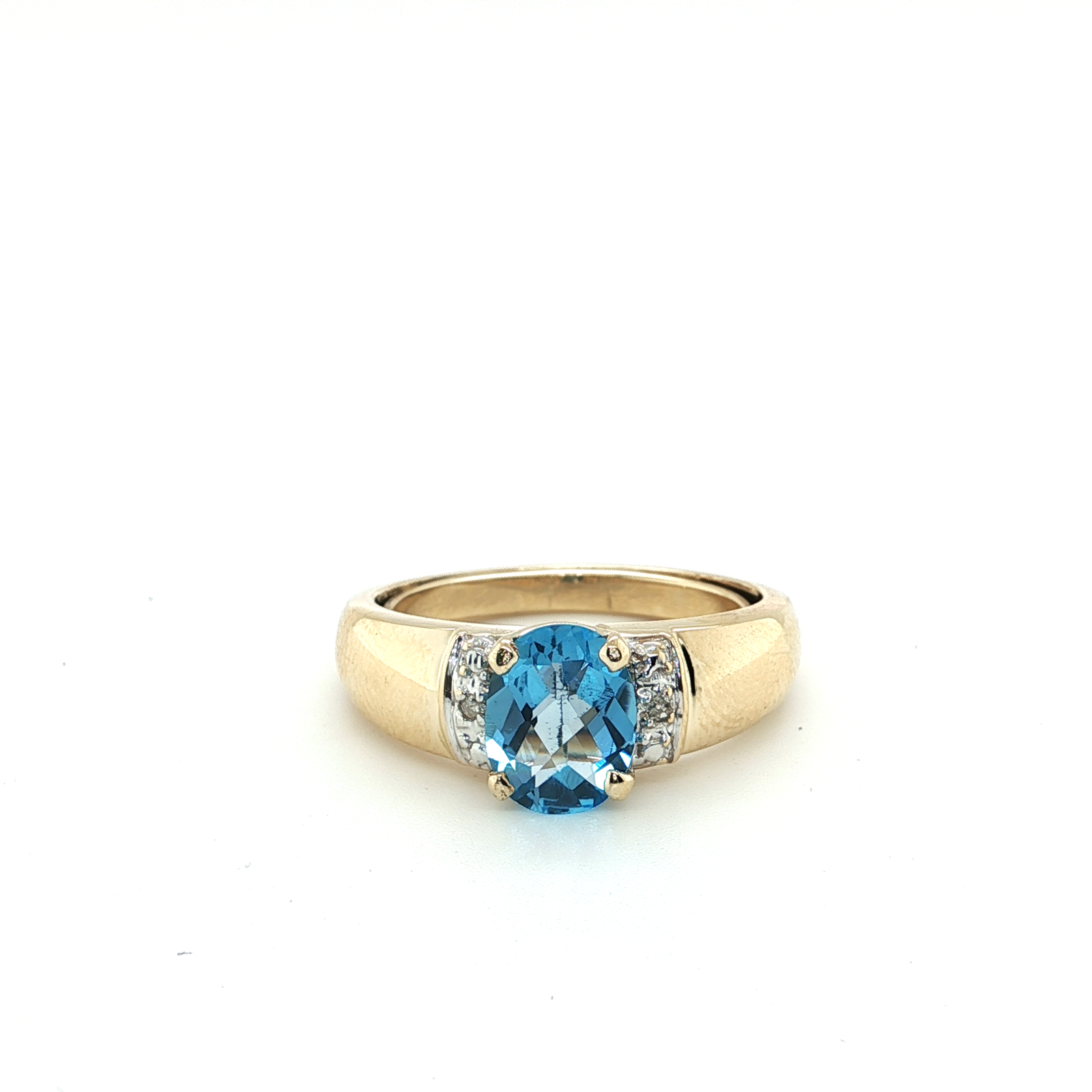 10K Yellow Gold Blue Topaz Cocktail Ring