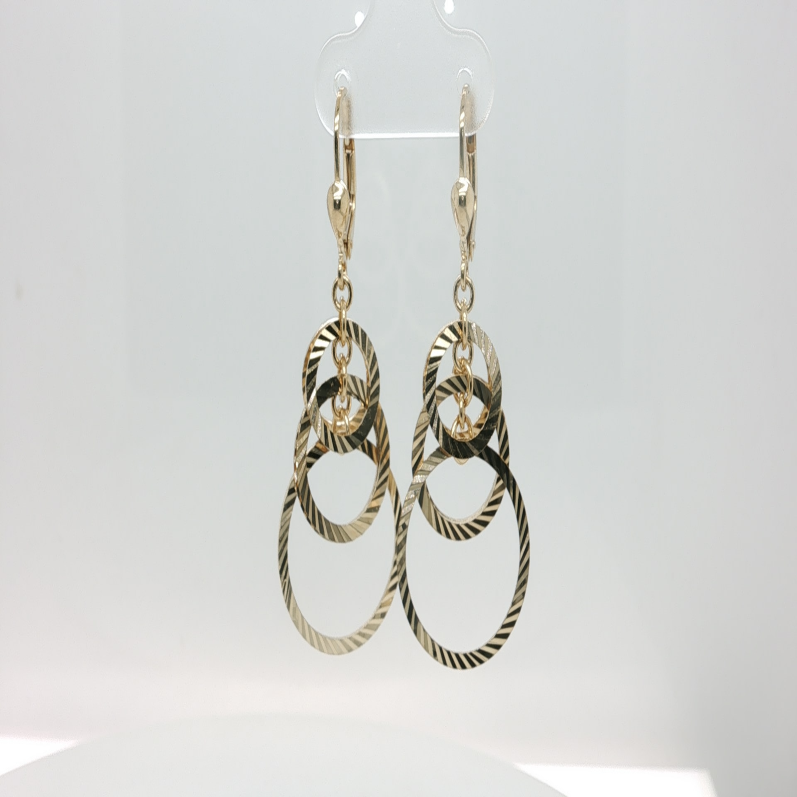 14K Yellow Gold Circle Dangle Leverback Earrings