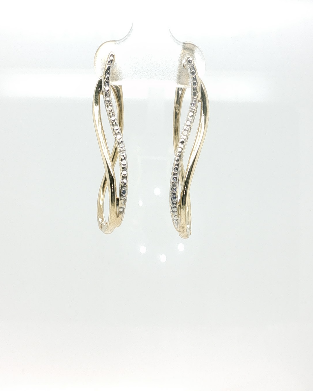 14K Two-Toned Illusino Twisted Oval Hinged Hoop Earrings
