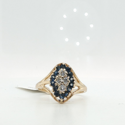 14K Yellow Gold Sapphire & Diamond Ring