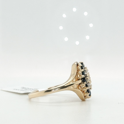 14K Yellow Gold Sapphire & Diamond Ring