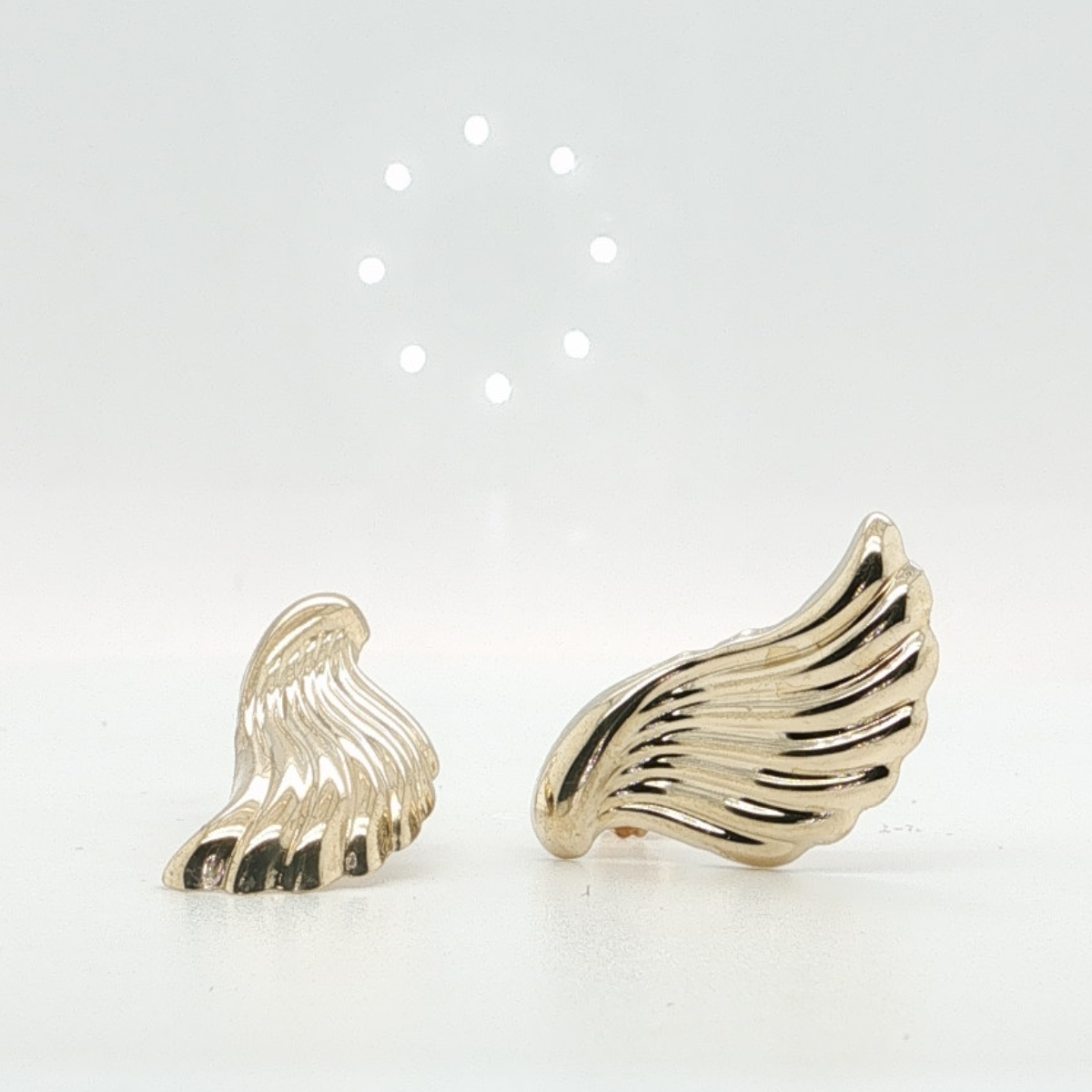 14K Yellow Gold Polished Wing Stud Lightweight Earrings