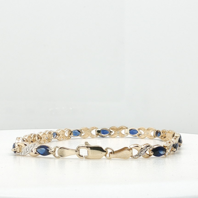 10K Yellow Gold Marquise Sapphire Infinity Link Bracelet