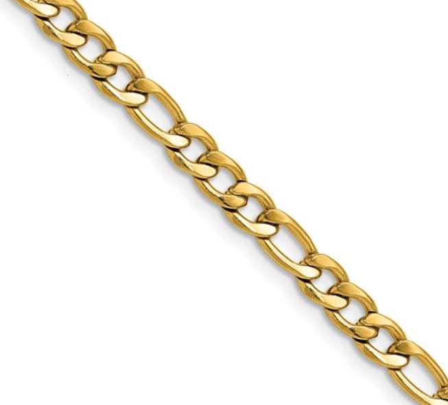 Stainless Steel Polished Yellow IP-plated 4.5mm Figaro Chain