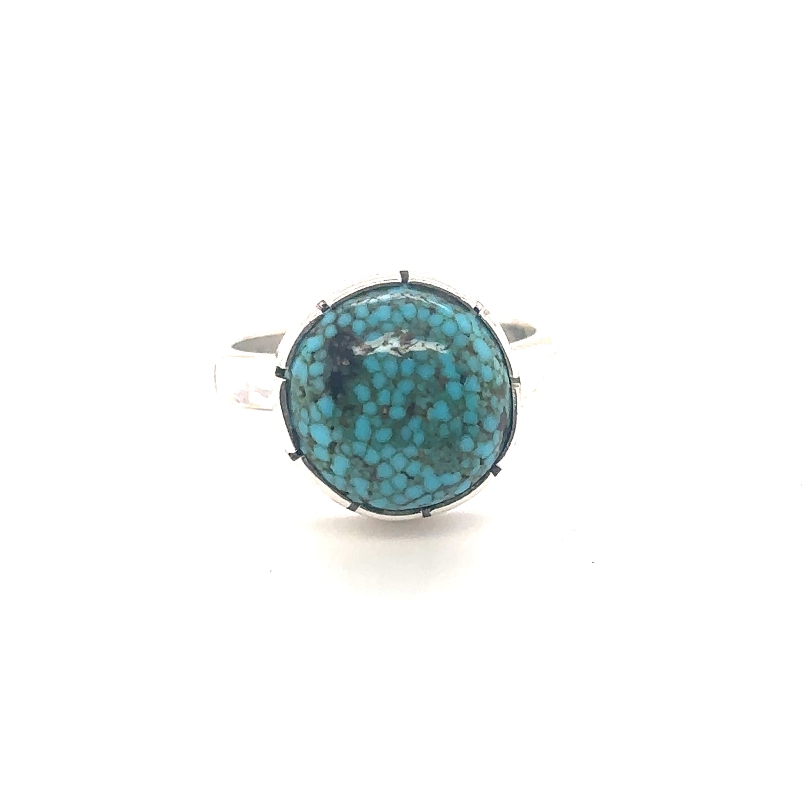 Sterling Silver Ring with Round Cabochon Turquoise