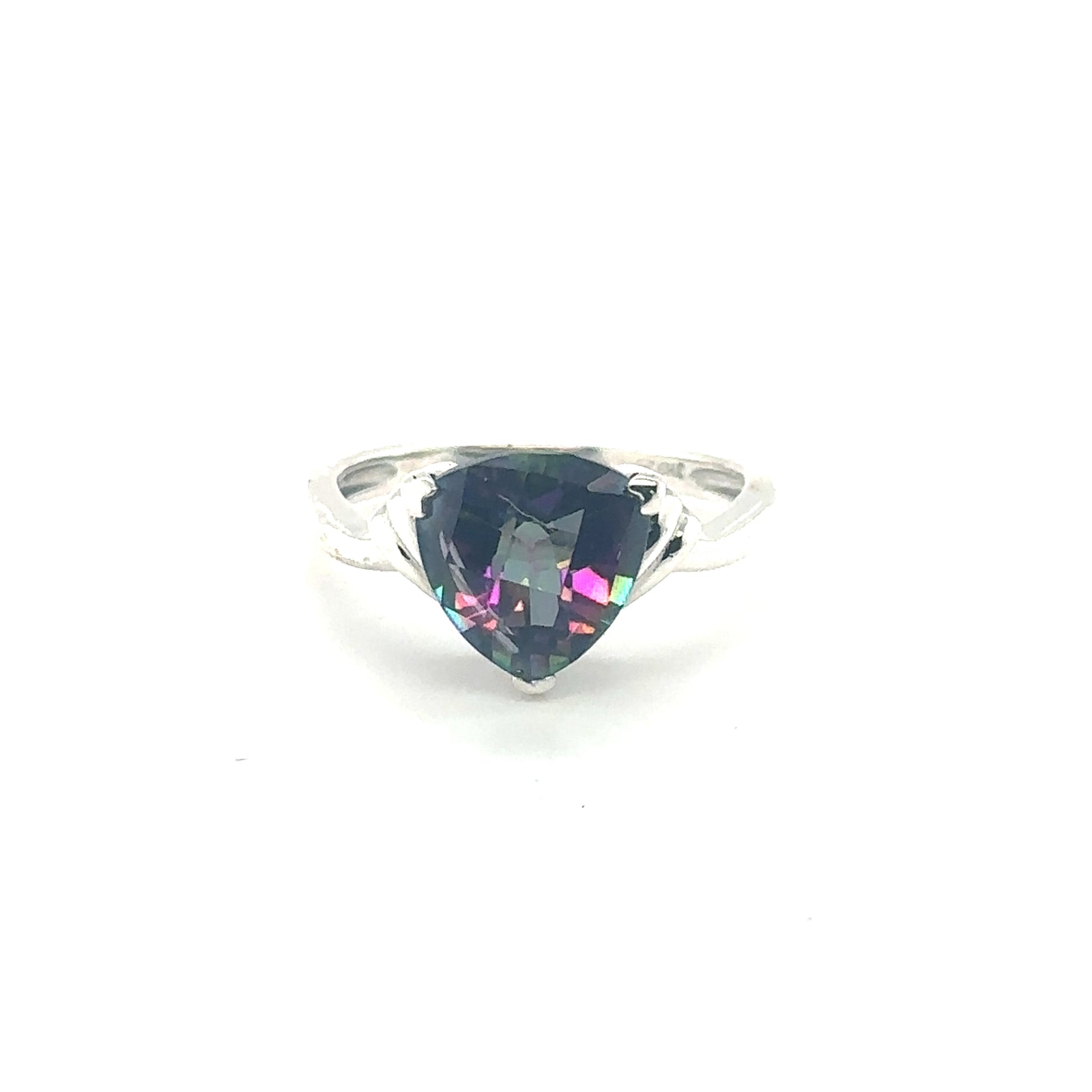 Sterling Silver Trillion Mystic Topaz Ring