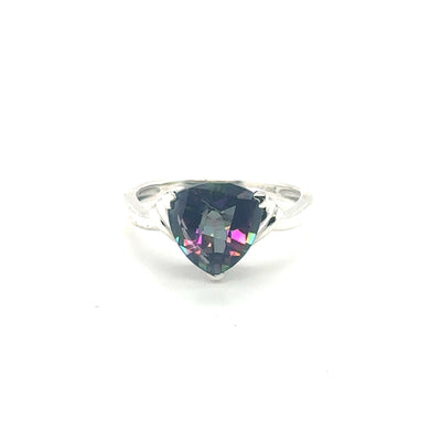 Sterling Silver Trillion Mystic Topaz Ring
