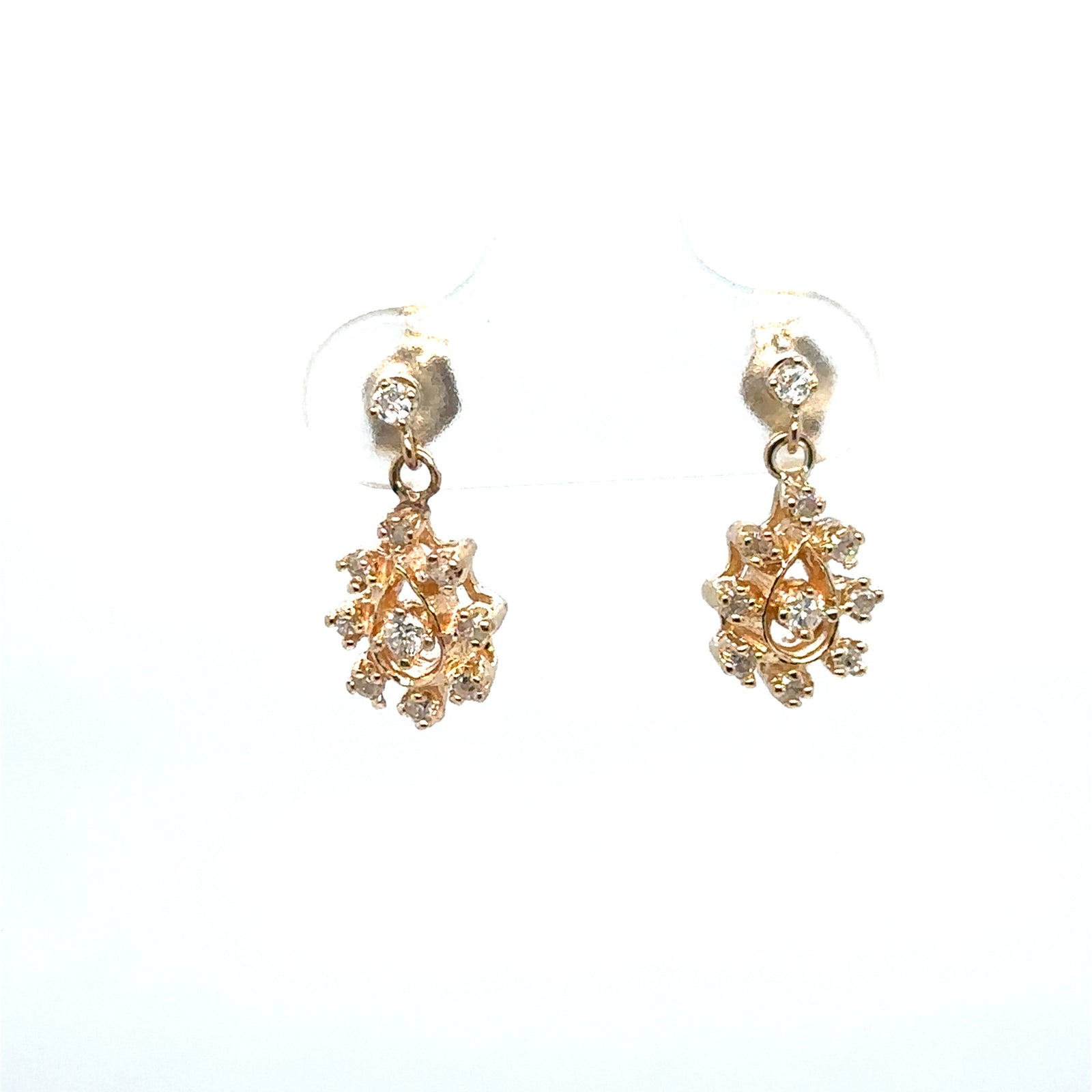 14K Yellow Gold Diamond Dangle Earrings