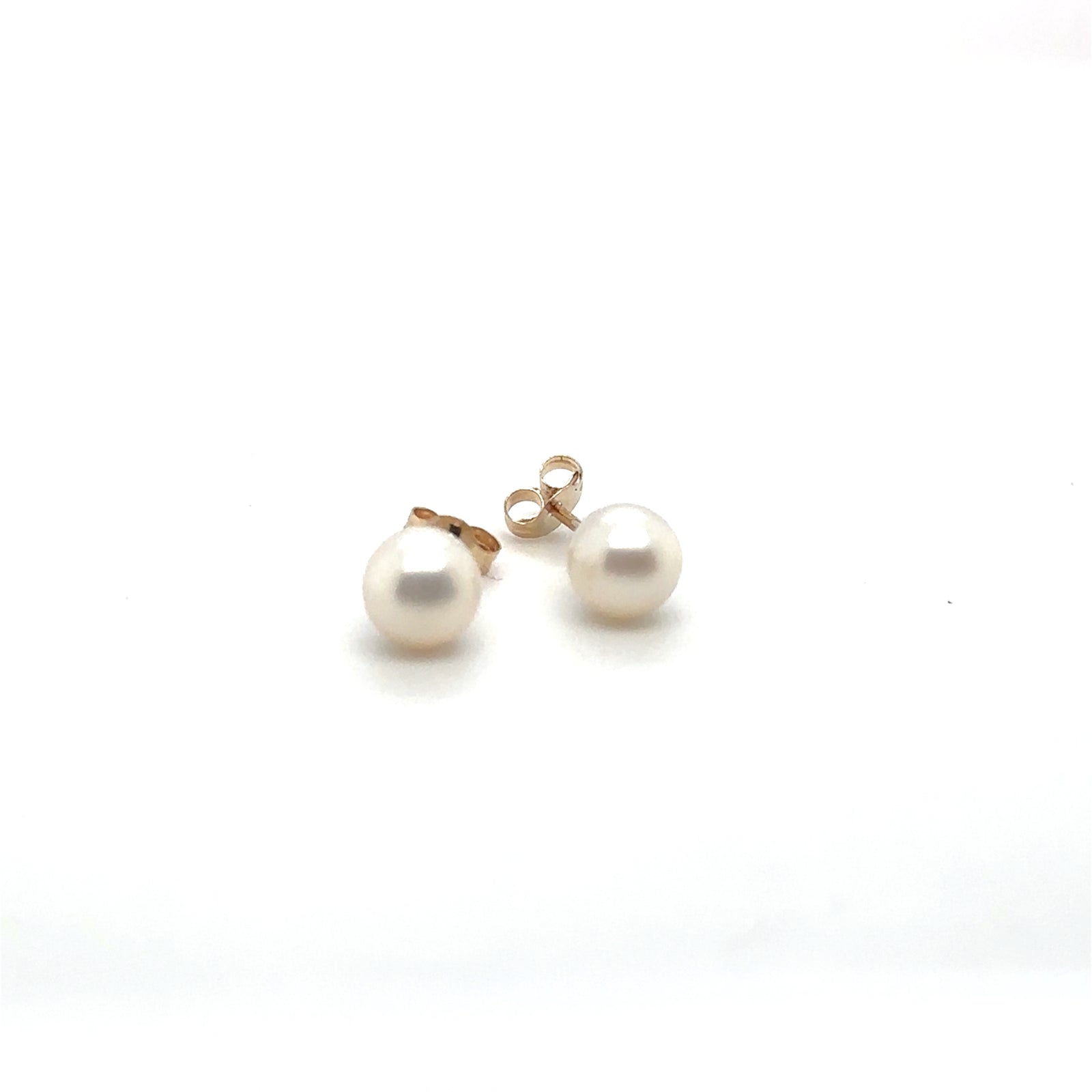 14K Yellow Gold Pearl Stud Earrings