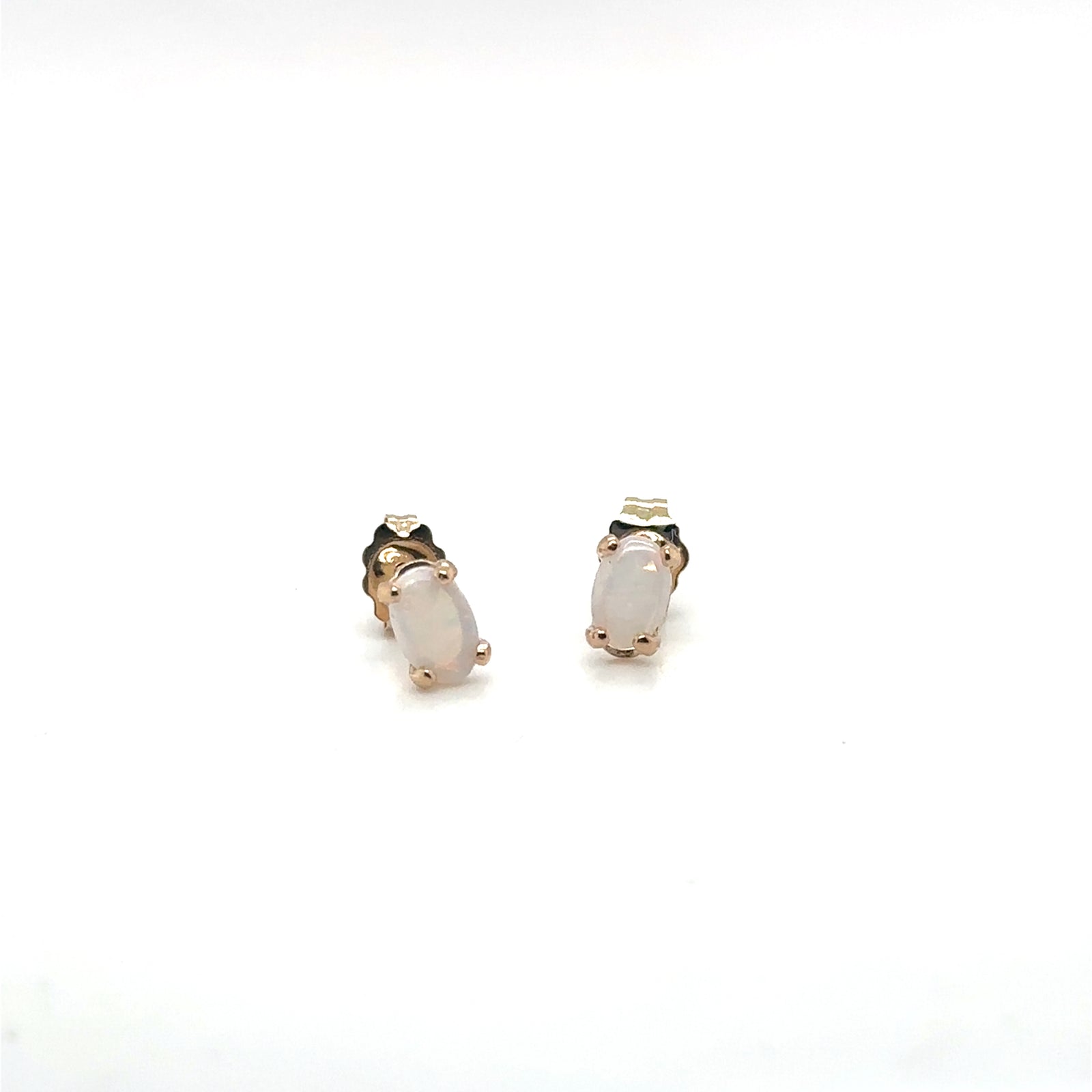 10K Yellow Gold Oval Opal Stud Earrings