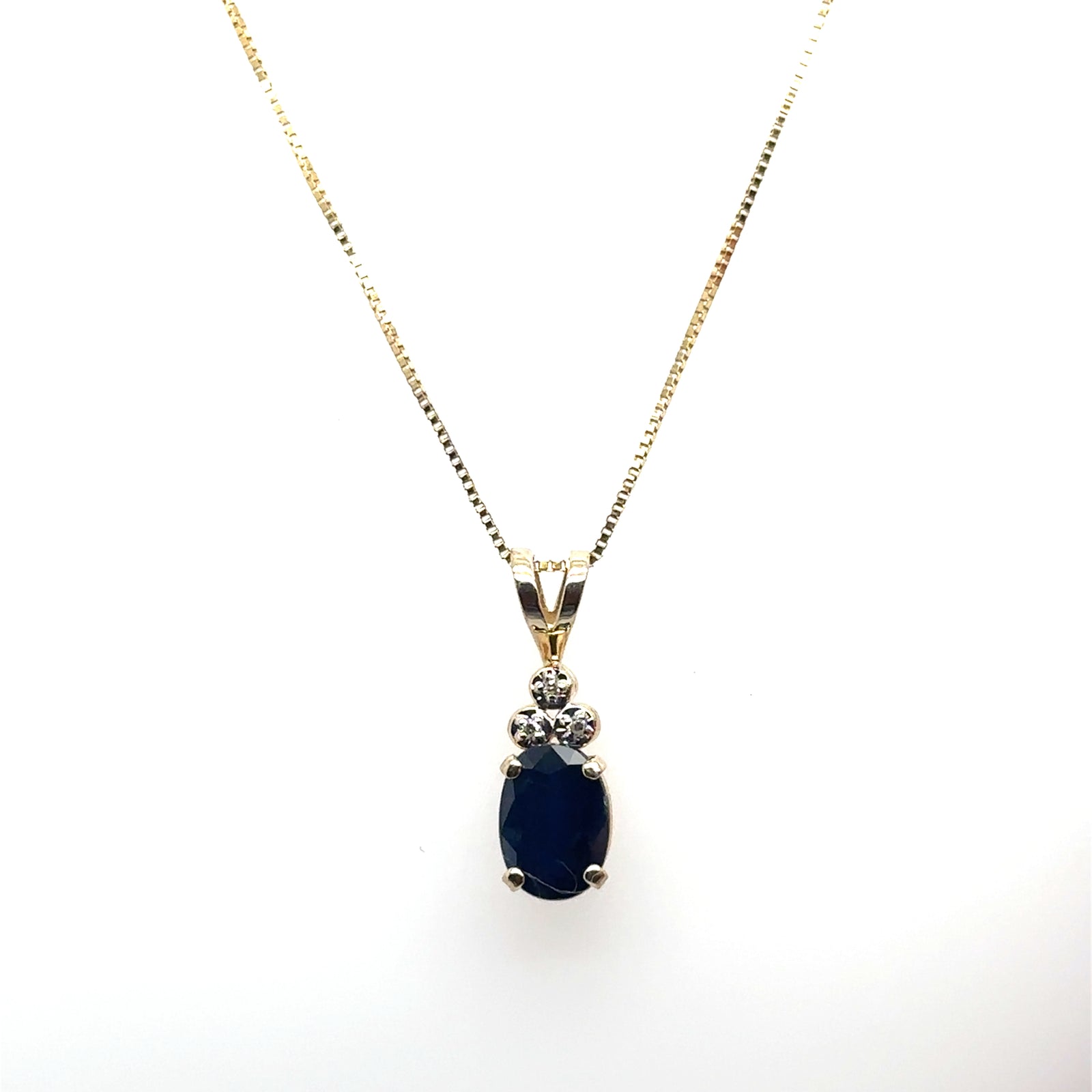 14K Yellow Gold Oval Sapphire Pendant