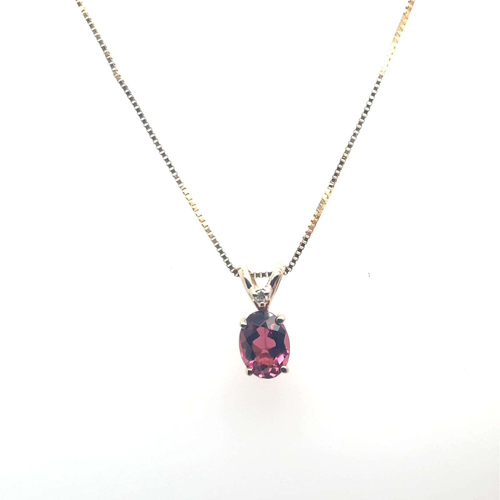 14K Yellow Gold Pink Tourmaline & Diamond Pendant