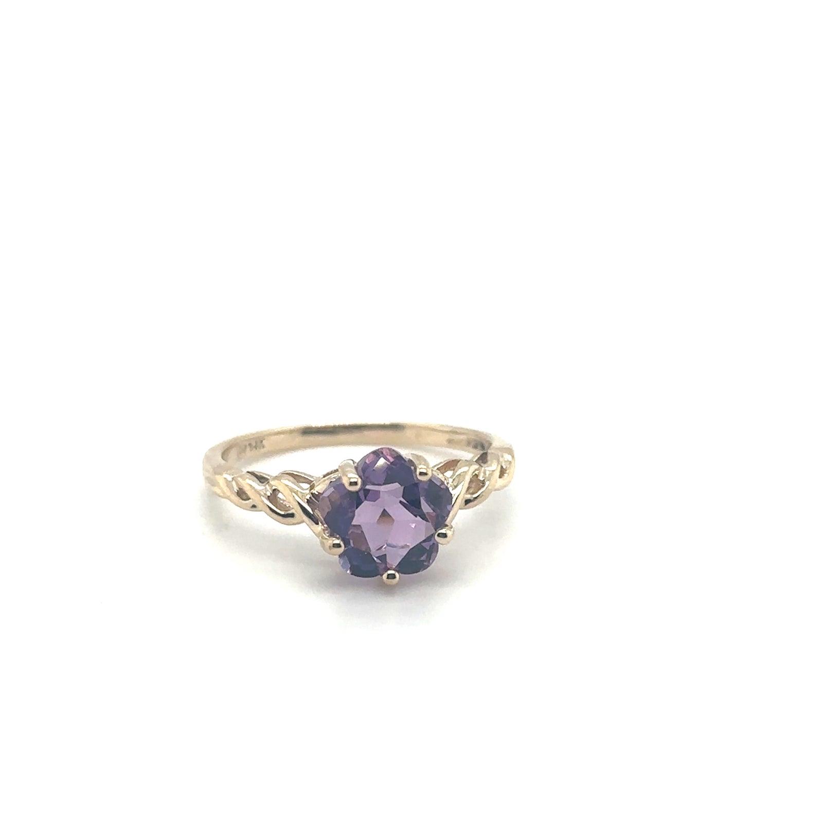14K Yellow Gold Star Faceted Amethyst Ring