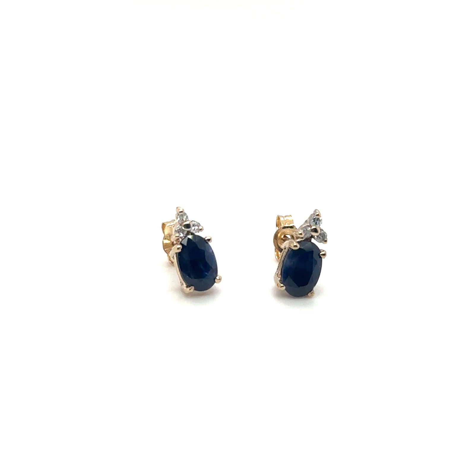 10K Yellow Gold Oval Sapphire Stud Earrings