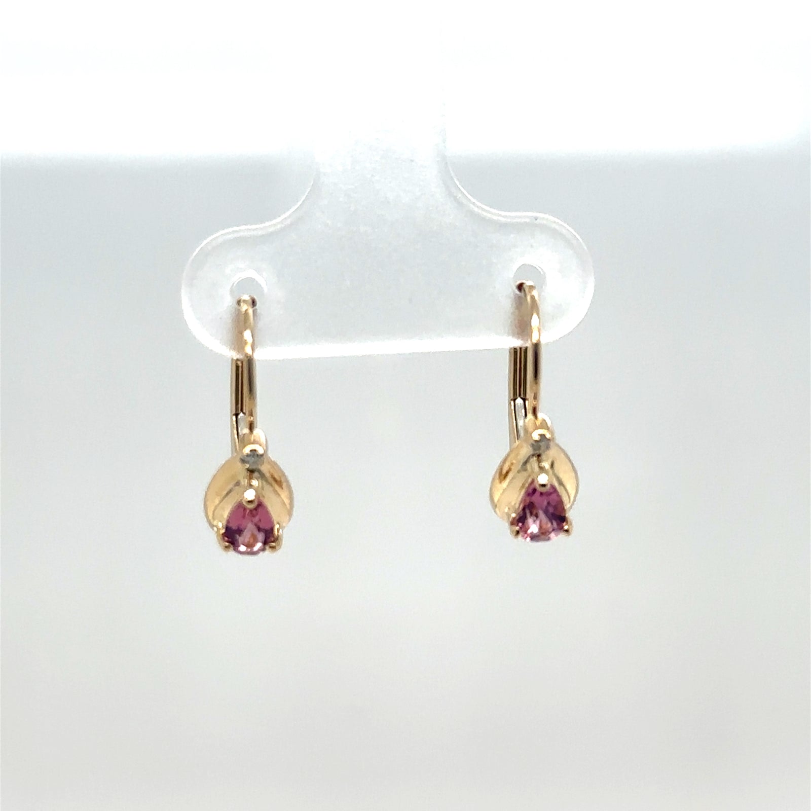 14K Yellow Gold Pear Shape Pink Sapphire Earrings