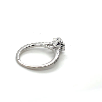 14K White Gold Diamond Cluster Ring With Rose Setting